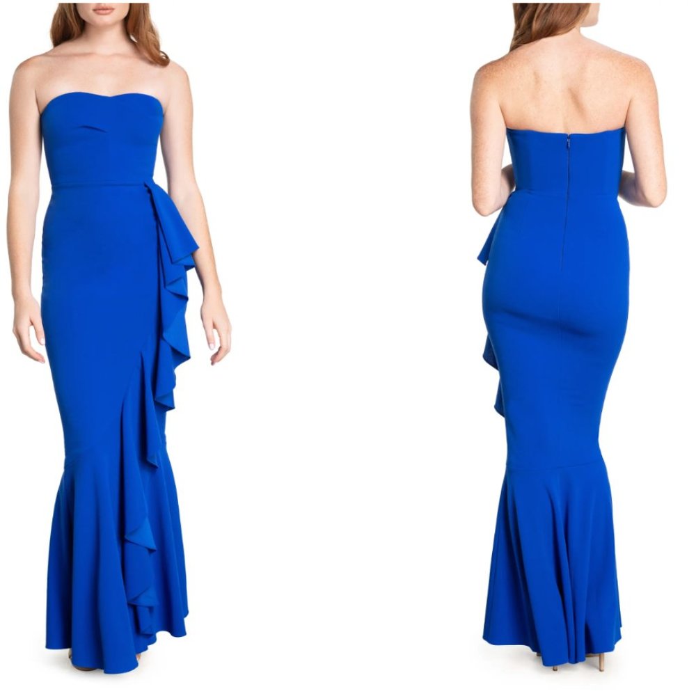 NWT Dress The Population Paris Ruffle Strapless Gown